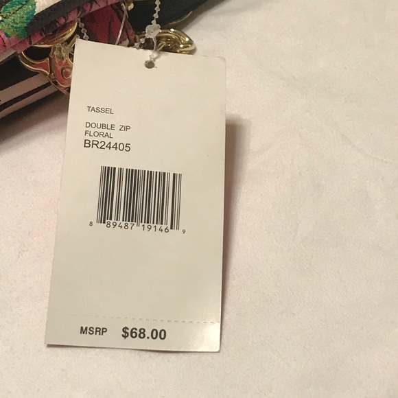 New Betsey Johnson Pink Roses Dual ZIP Purse - Picture 6 of 9